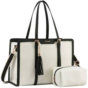 lot 1565 image: LOVEVOOK Laptop Tote Bag for Women,Canvas Work Bag, Waterproof Business Teacher Bag,Large Computer Handbag Purse Briefcase,Office Gifts for Women