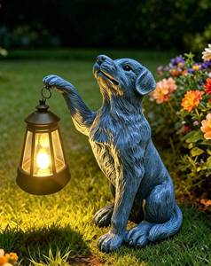 lot 1569 image: YODY Garden Statues Outdoor Garden Decor Dog Statue with Solar Lantern for Yard Art Lawn Ornaments Porch Patio Balcony Home House - Birthday Gifts for Grandma Mom Women