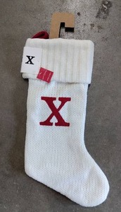 lot 2112 image: Wonder shop stocking White Christmas stocking X initial