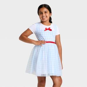 lot 2117 image: Girls Wizard of Oz Dorothy Tulle Character Dress - WhiteLight Blue M