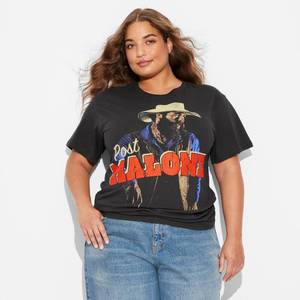 lot 2126 image: Womens Post Malone Short Sleeve Graphic T-Shirt - Black 1X Cotton Jersey, Crew Neck, Pullover, Below Hip Length
