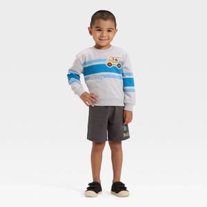 lot 2128 image: Toddler Boys 2pk Ms. Rachel Bus Pullover Sweatshirt and Shorts Set - Heather Gray 2T