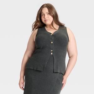 lot 2131 image: Womens Button Sweater Vest - A New Day Charcoal Gray 2X