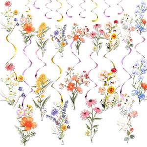 lot 2156 image: Trandraft 36 Pcs Wildflower Hanging Swirl Decorations Birthday Party Banners Baby Shower Party Decorations Hanging Streams Swirls for Baby Shower Gender Reveal Bridal Home Classroom Themed Supplies