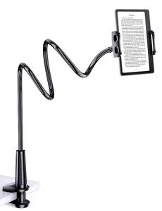 lot 2162 image: Tryone Gooseneck KindleandTablet Holder for Bed Hands-Free Reading on Bed Headboard for iPad, Kindle, and Switch, Flexible 30in Al-Mg Alloy Clamp Arm Stand for Tablets 4.7-10.5 in, Phone - Black - 30in