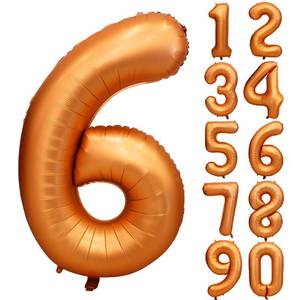 lot 2167 image: 40 inch Orange Number 6 Balloon 6th Birthday Party Decorations