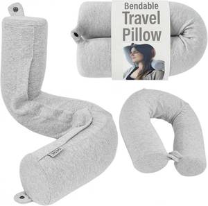 lot 2191 image: DotandDot Twist Memory Foam Travel Pillow, Bendable Neck Pillow for Airplane, Car and Home, 26-Inch Adjustable Roll with Washable Cotton Cover, Gray