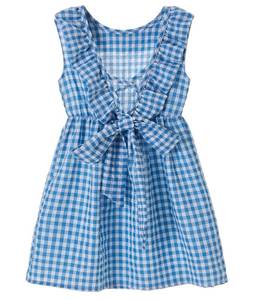 lot 2202 image: Beganly Toddler Baby Girls Cotton Ruffle Backless Sleeveless Swing Kids Plaid Casual Dresses Lake Blue 130