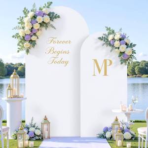 lot 2203 image: White Arch Cover Set of 2-7.2 and 6ft Arch Backdrop Cover Spandex Wedding Arch Stand Covers for Bridal Shower Wedding Baby Shower Birthday Party Ceremony Banquet Photo Background Decorations