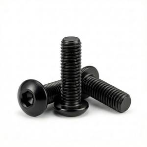 lot 2220 image: M5 x 12mm (50 Pack) Button Head Socket Cap Screws, Black Oxide 304 Stainless Steel 18-8, Fully Machine Thread