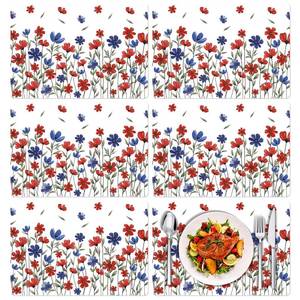 lot 2239 image: Tarklanda Independence Day Placemats Set of 6 4th of July Watercolor Floral Plastic Placemats 11 x 15.7 Inch Patriotic Vinyl Table Mats for Kitchen Dining Holiday Party Decoration