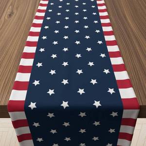 lot 2242 image: 4th of July Decorations, Patriotic USA Stars Table Runner for 250 Anniversary USA Merchandise  Memorial Day Decorations - Fourth of July Accessories Decor for Home Party Supplies Outdoor Indoor