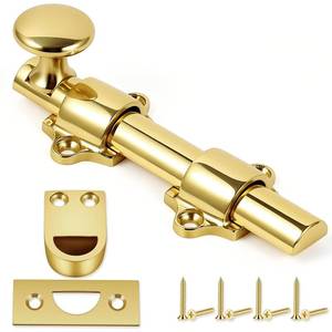 lot 2259 image: Tandefio 4in Cane Bolt for Gate Heavy Duty Solid Brass Slide Dutch Door Bolt Latch Polished Brass Hardware Locks Attic Latch for Dutch Sliding Barn Door Wooden Fence Metal Gate
