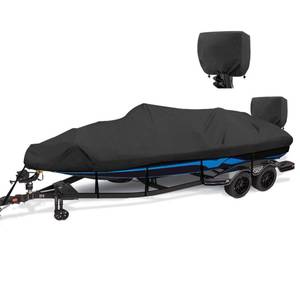 lot 3281 image: YimSting Boat Cover 16-18.5 ft, 1200D Waterproof V-Hull, Black