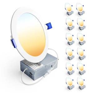 lot 3284 image: Ensenior 12 Pack 6 Inch LED Recessed Ceiling Light, 5CCT, 1200LM 12W 120V
