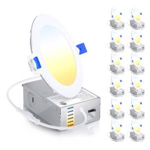 lot 3285 image: Ensenior 12 Pack 4 Inch LED Recessed Ceiling Light, 6CCT, 750LM 9W 120V