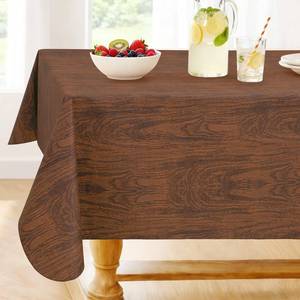 lot 4056 image: Smiry Rectangle Table Cloth, Waterproof Vinyl Tablecloths with Flannel Backing, Wipeable Spillproof Plastic Wood Grain Table Cover for Dining, Indoor and Outdoor (Brown, 60 inx 84in)