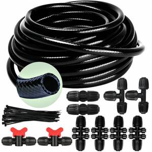 lot 7398 image: TBPA 12in. Drip Irrigation Tubing - 50FT Drip Line Irrigation System Parts for Garden(Includes 12in Straight Connector,Switch Valves, T Connectors, 12in to 14in Tubing Reducers, Cable Zip Ties)