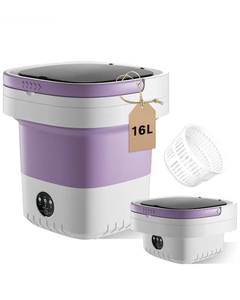 lot 7400 image: 16L Portable Washing Machine, Foldable Small Washer with Spin Basket Laundry Machine, 3 Cleaning Modes Suitable for Underwear Baby Small Clothes, Foldable Design Ideal for Hotel Camping Apartment Home