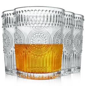 lot 7405 image: MSJGA 10 Oz Vintage Drinking Glasses Set of 4, Bubble Cocktail Glasses
