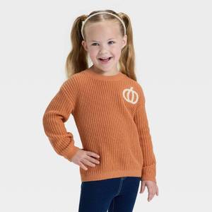 lot 8049 image: Toddler Girls Halloween Pumpkin Sweater - Cat & Jack Orange 18M