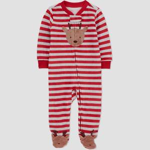 lot 8054 image: Carters Just One You� Baby Striped Reindeer Sleep N Play - Red 6M