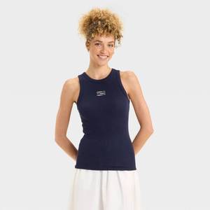 lot 8062 image: Womens Slim Fit Ribbed Tank Top - A New Day NavyWhite S
