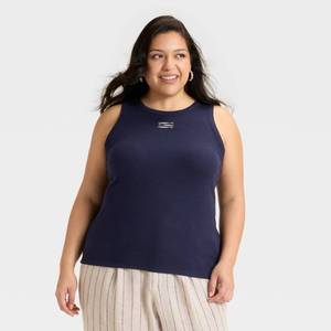 lot 8069 image: Womens Slim Fit Ribbed Tank Top - A New Day NavyWhite XXL