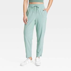 lot 8085 image: Womens Flex Woven High-Rise Taper Pants - All In Motion Sage Green S Recycled Polyester, Moisture Wicking, UPF 50