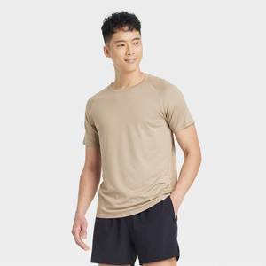lot 8116 image: Menfts Linear Mesh Raglan T-Shirt - All In Motion Tan XXL Lightweight, Moisture Wicking, Quick Dry