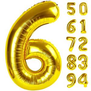 lot 8119 image: Gold 6 Balloon - Number Balloon 40 Inch, 6th Gold Birthday Decorations