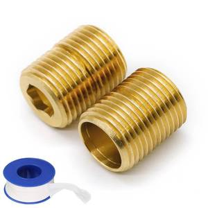 lot 8121 image: 2-pack Brass Pipe Adapter Plumbing, G12in Male Thread to NPT12in Male Pipe Fitting Extender, Seamless and Leakproof (Combined Total Length 1in)