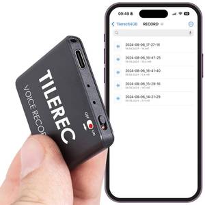 lot 8130 image: Voice Activated Recorder with Playback � 64GB Storage, 1100 Hours of Audio Recording, Slim and Portable for Meetings, Interviews and Classes, Easy Notetaker - TileREC- Dark Grey- by Atto Digital