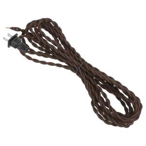 lot 8133 image: uxcell 15Ft 182 Twisted Cloth Covered Lamp Cord, Vintage Fabric Electrical Wire with Plug Stripped Ends Ready for Extension Wiring DIY Repairing, Brown