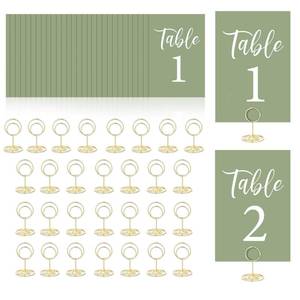 lot 8134 image: Table Numbers Cards 1-30 Wedding Table Numbers with Holder Table Number Stands Bulk Wedding Table Signs Sage Green with Head Table Card for Bridal Shower Wedding Anniversary Birthday (Sage Green)