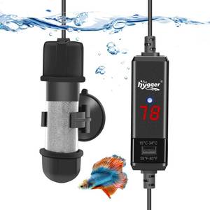 lot 8154 image: hygger Small Aquarium Betta Heater, Submersible Fish Tank Heater 10W25W50W100W with LED Digital Display, Suitable for Marine Saltwater and Freshwater up to 5101626 Gallon