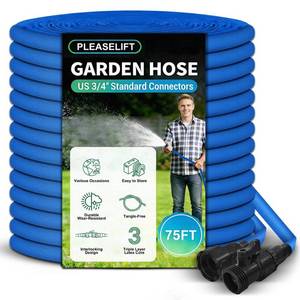 lot 8160 image: Garden Hose, 75ft Water Hose, Lightweight Outside Lawn Hose, Outdoor Hose for Yard Backyard, Collapsible and Car Wash 34in Connectors Manguera de Agua, Yarn Essential Lawn and Garden Watering Equipment