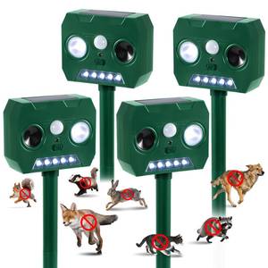 lot 9694 image: Solar Ultrasonic Animal Repellent Outdoor, 2 Pack Cat Squirrel Raccoon Bird Dog Deer Repellent Devices with PIR Motion Sensor  LED Flash, Waterproof Animal Deterrent for Garden Yard Farm