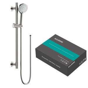 lot 9697 image: AULEEND Shower Slide Bar Handheld Shower Head with Hose, 5-Function Hand Shower with Wall Mountshower slide bar,adjustable height shower head (A-round, Brushed Nickel)