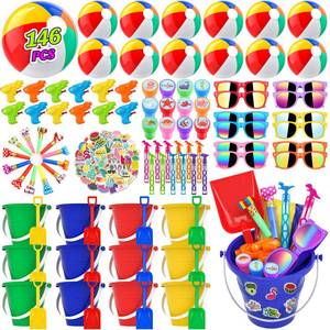 lot 9705 image: GIFTINBOX Beach Pool Party Favors,146PCS Pool Beach Toys for Kids Ages 4-8 8-12, Summer Party Favors for Kids, Beach Balls, Kids Sunglasses, Buckets Bulk Sand Toys, Birthday Party Decorations
