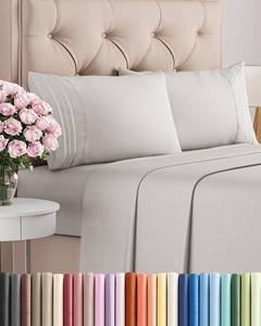 lot 9706 image: Cal King Size 4 Piece Sheet Set - Breathable and Cooling Sheets - French Grey