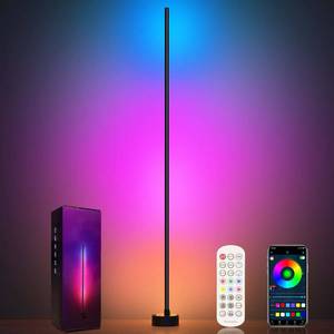 lot 9717 image: Miortior Corner Floor Lamp - Smart RGB LED Corner Lamp with App and Remote Control, 16 Million Colors and 68 Scene, Music Sync, Timer Setting - Ideal for Living Rooms, Bedrooms, and Gaming Rooms