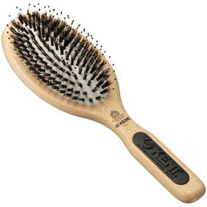 lot 10211 image: Kent PF01 Large Cushion Detangler Brush, Boar Bristle and Non-Scratch Nylon Mix Hairbrush for Straightening Smoothing. Oval Wood Paddle Detangling Hair Brush for Medium to Long Hair, Made in England