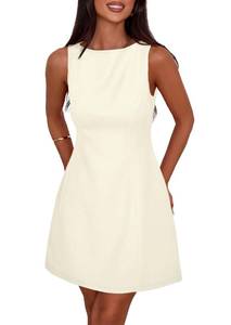 lot 10217 image: PRETTYGARDEN Womenfts Formal Short Dresses A Line Mini Dress,Beige,M