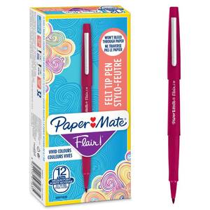 lot 10236 image: Paper Mate Flair Felt Tip Pens  Medium Point (0.7 mm) Marker Pens  Magenta Red Pens  for WritingMarkingDrawing and Sketching  12 Count