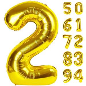 lot 10238 image: Gold 2 Balloon - Number Balloon 40 Inch, 2st Gold Birthday Decorations