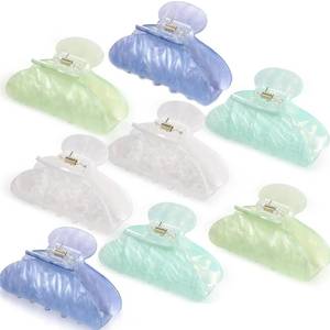 lot 10239 image: Yuxung 8 Pcs Large Acrylic Hair Claw Clips for Women Non slip Strong Hold Clamps for Thick and Thin Hair(French,Turquoise Color)