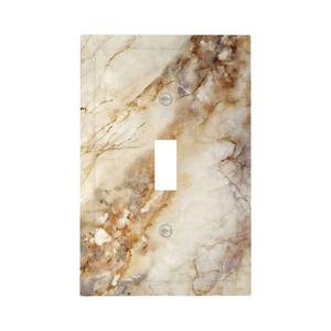 lot 10241 image: Brown And White Slab Marble Luxurious Printing Decorative Light Switch Cover 1 Gang Single Toggle Device Electrical Faceplate Switchplates Decorator Outlet Wall Plate for Bathroom Kitchen Decor