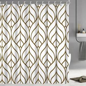 lot 10242 image: Ruelvth Brown and White Striped Shower Curtain for Bathroom 72x72 Inch
