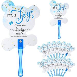 lot 10246 image: Cinnvoice 50 Pcs Baby Shower Favors for Guests Fans Party Supplies Hand Plastic Handheld Fans Baby Shower Party Decor for Gender Reveal Gifts(Blue,Bear)